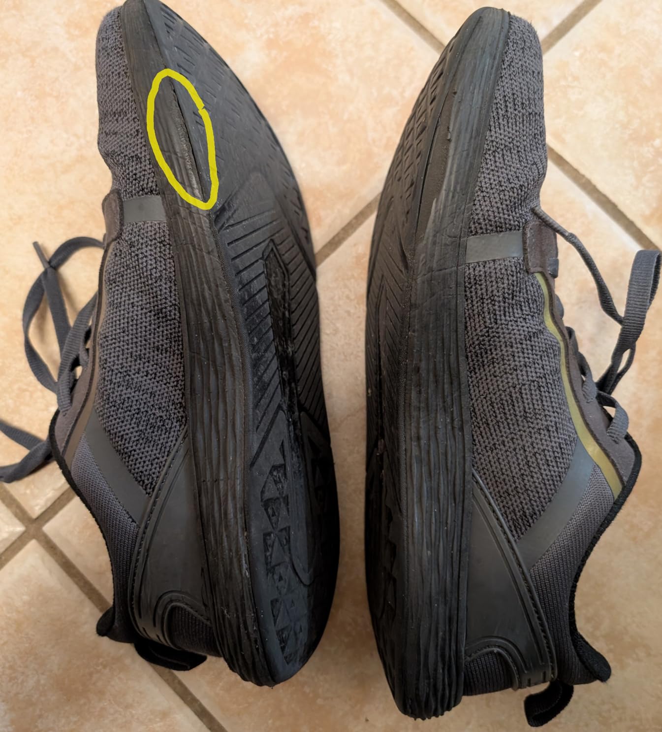WHITIN shoes after 8 weeks of testing showing wear patterns