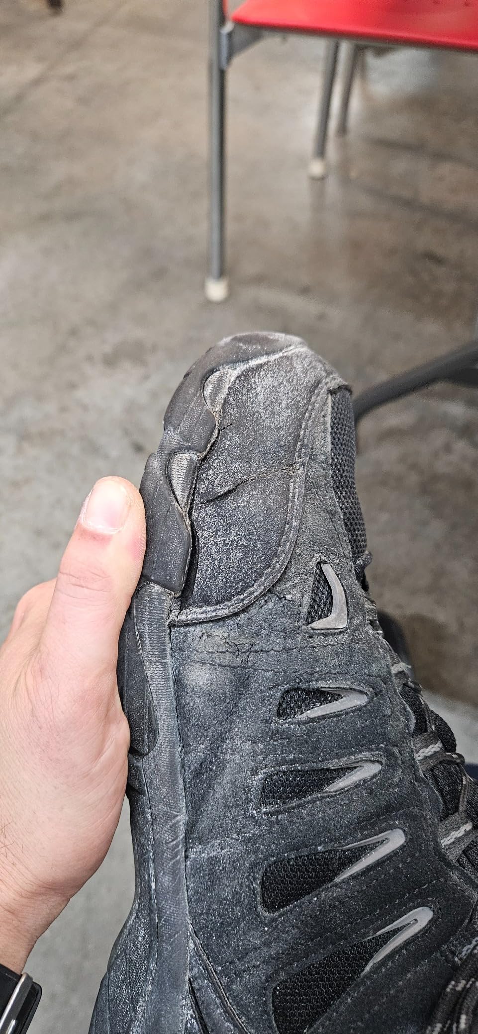 SHULOOK hiking boots showing wear patterns after extended use