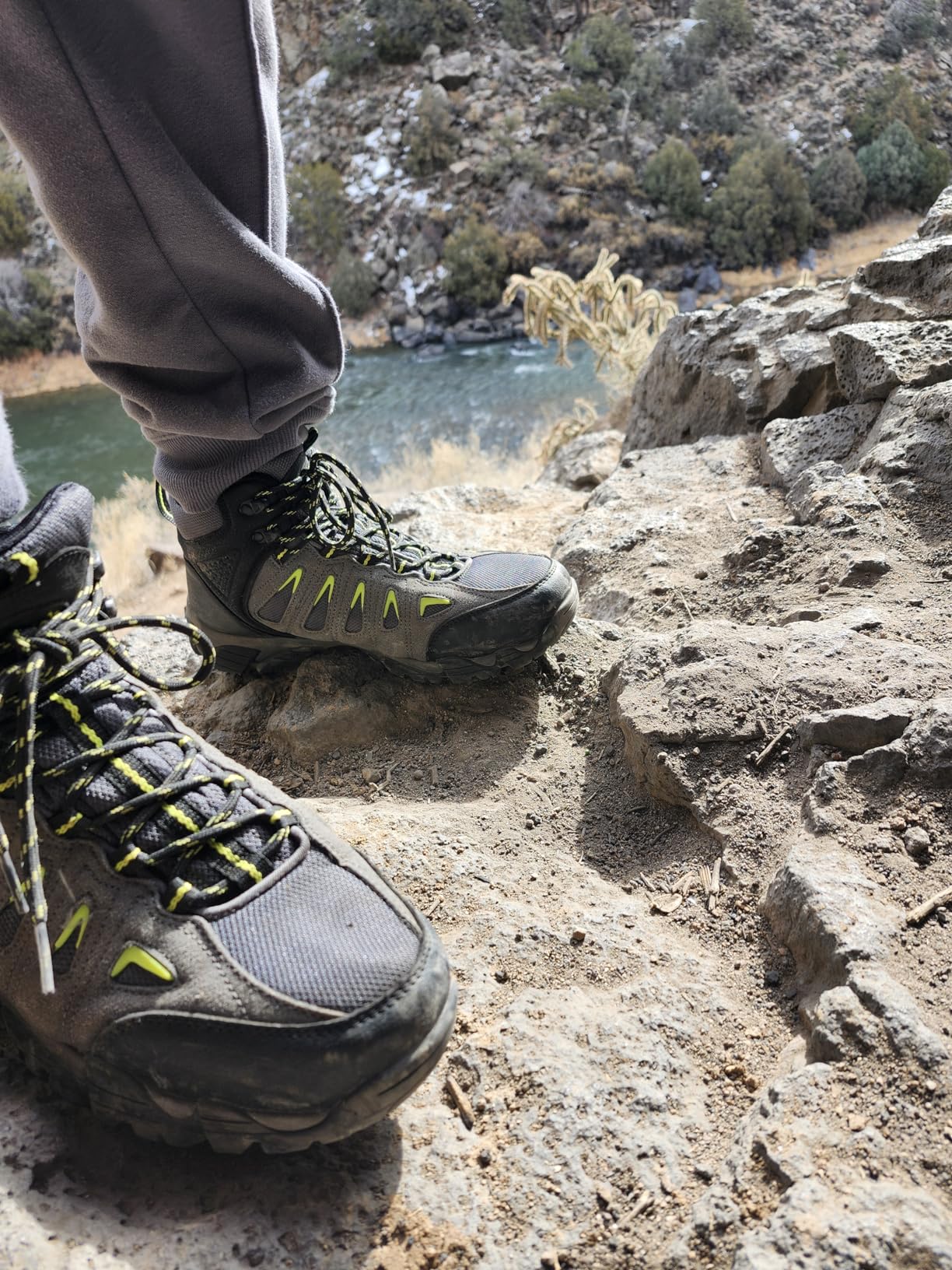 SHULOOK hiking boots in action during outdoor hiking conditions