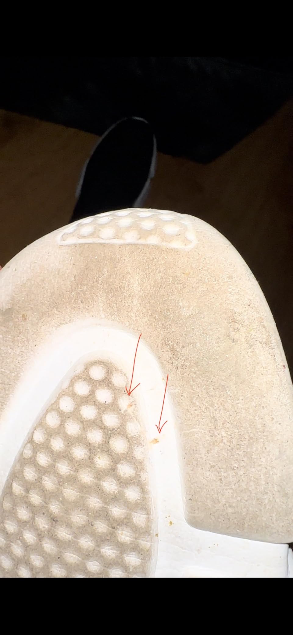 Close-up of sole pattern showing MD sole construction and tread design