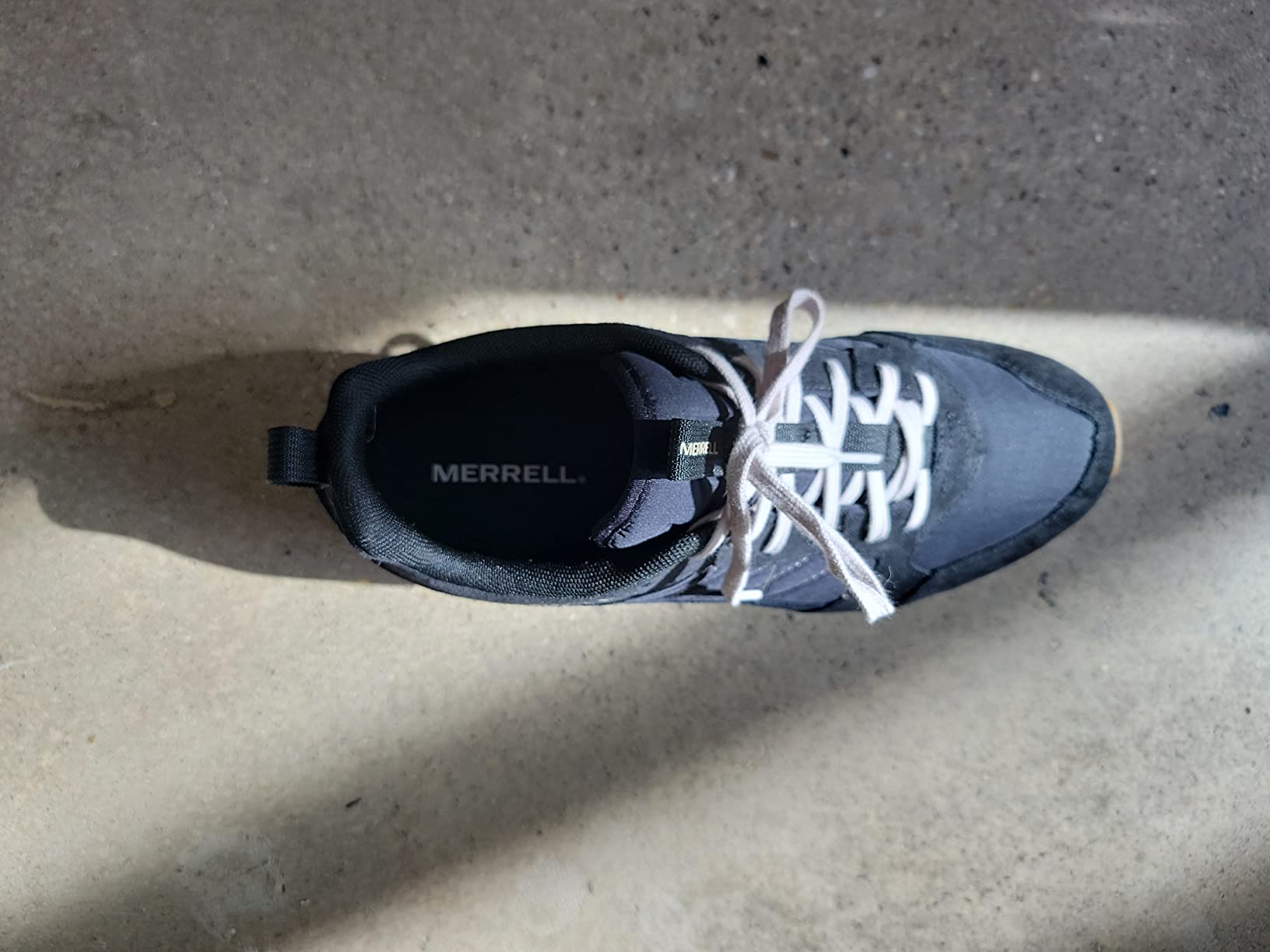 Merrell Alpine Sneaker side profile showing suede upper construction and distinctive tread pattern