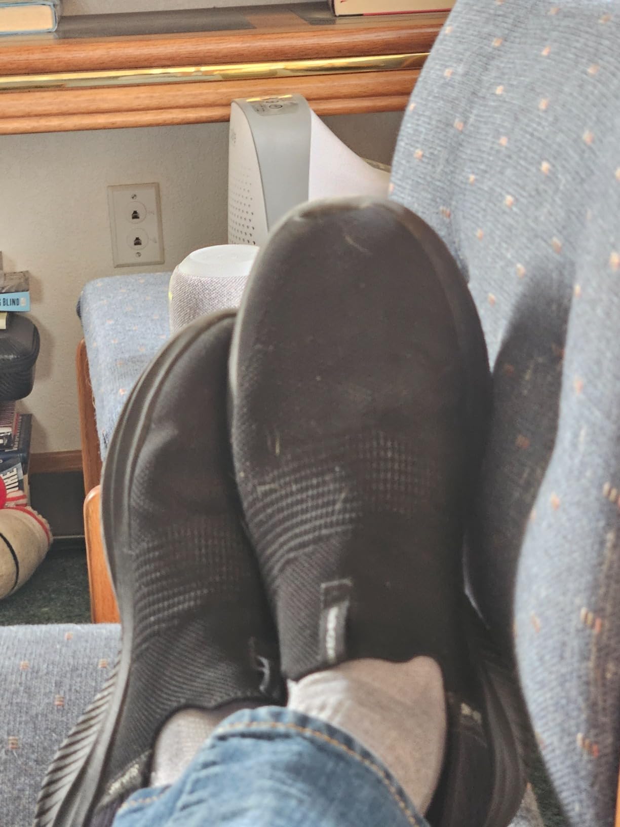 Lifestyle shot of Santiro walking shoes in everyday casual setting