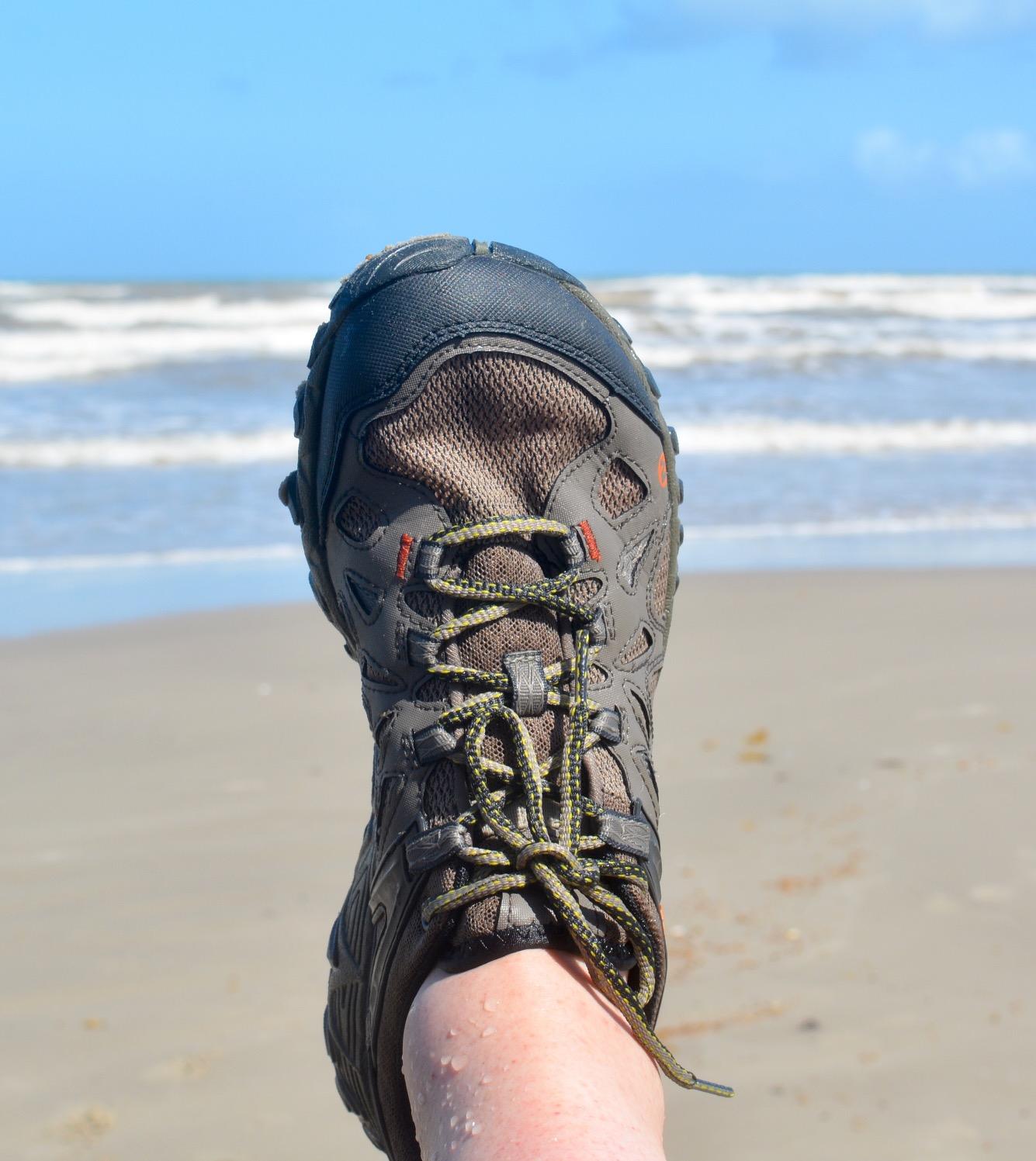 Side profile showing low-cut design and ankle flexibility
