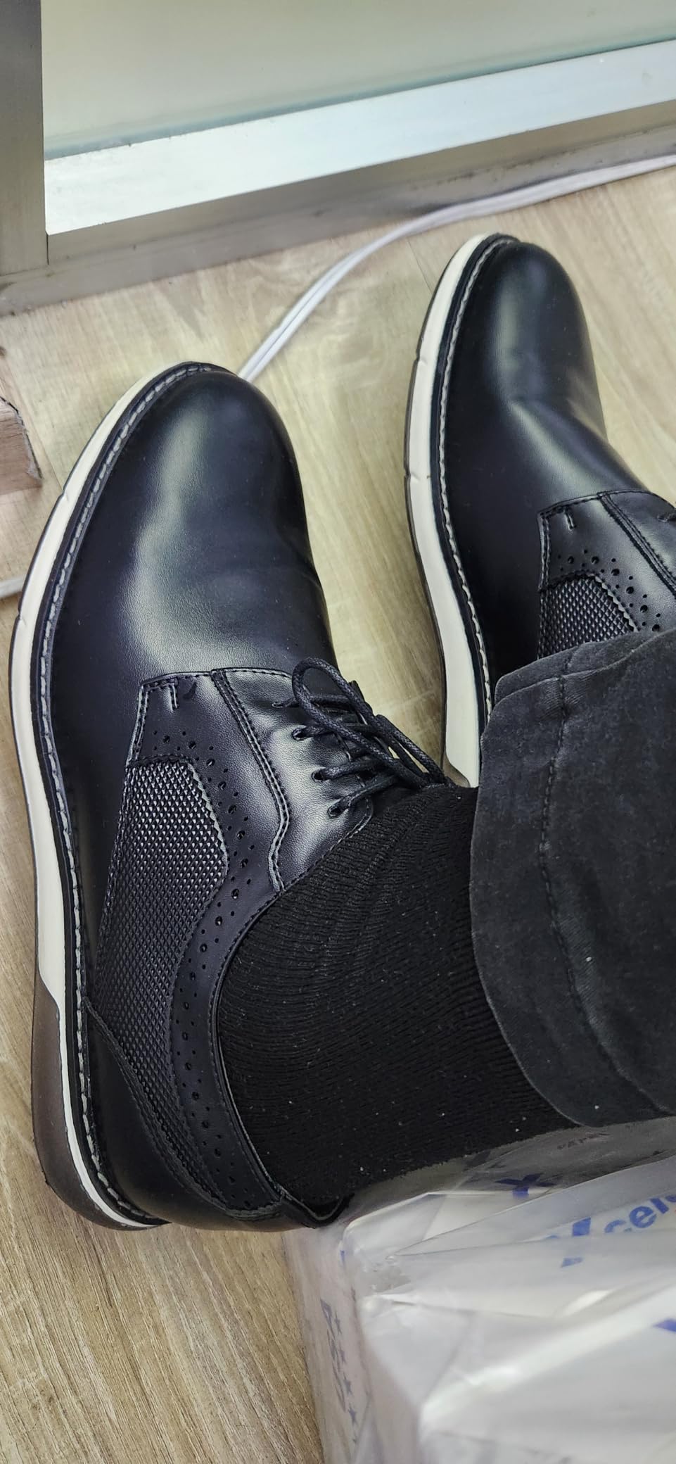 Bruno Marc CrossFlex men's business dress sneakers multiple angle view showing versatile styling