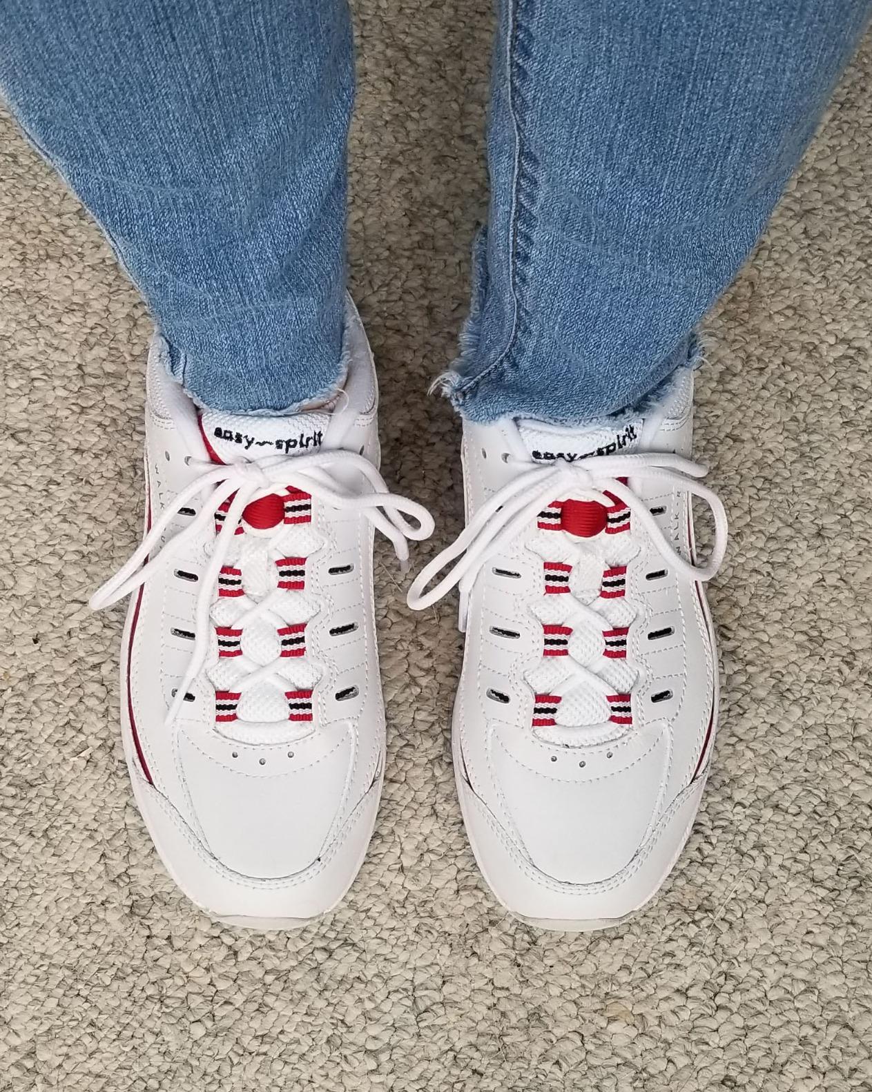 Easy Spirit Romy sneaker with patriotic color trim showing attractive styling options available